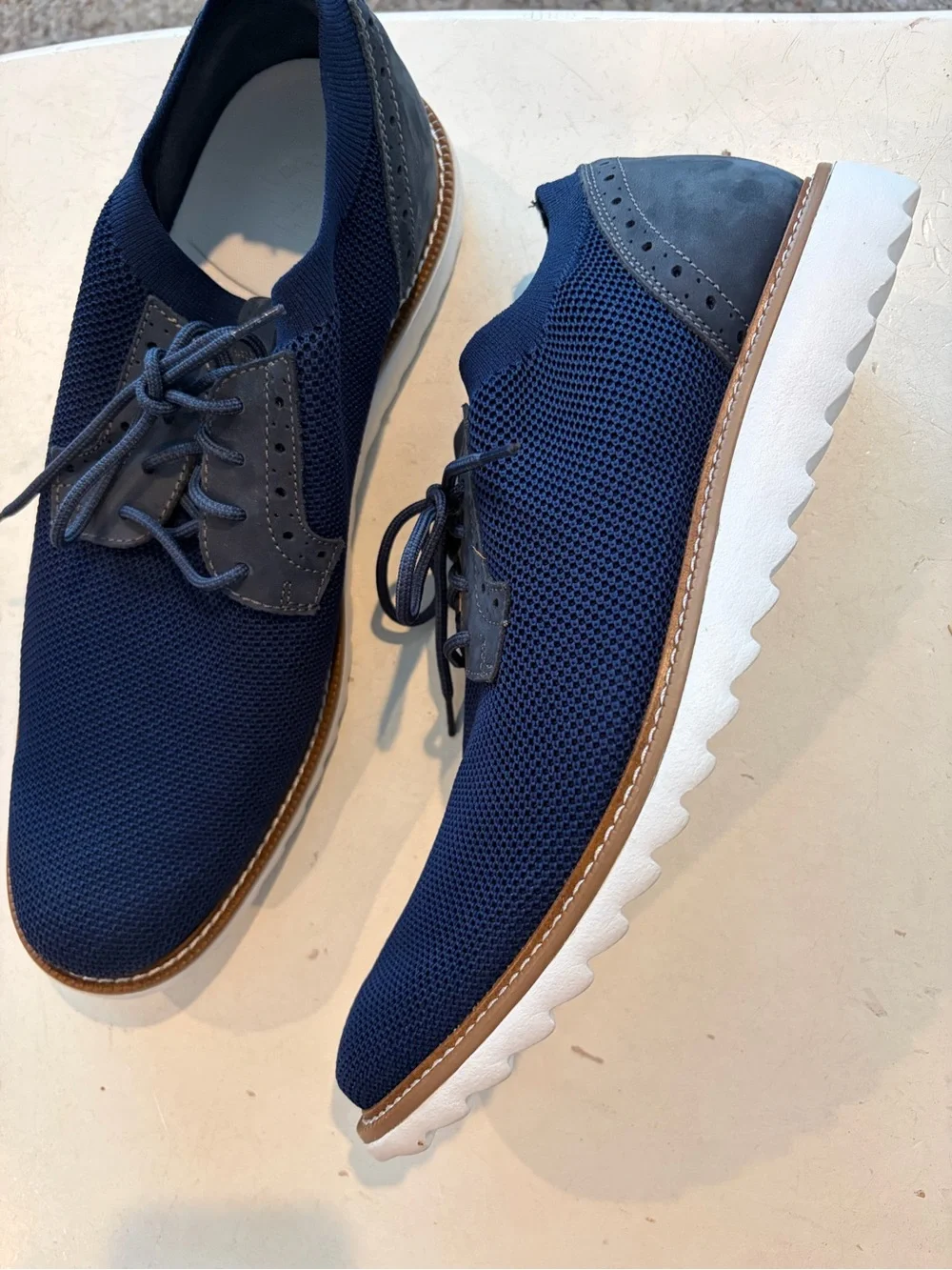 Dockers Navy Knit Lace-Up Oxford with Brown Trim
